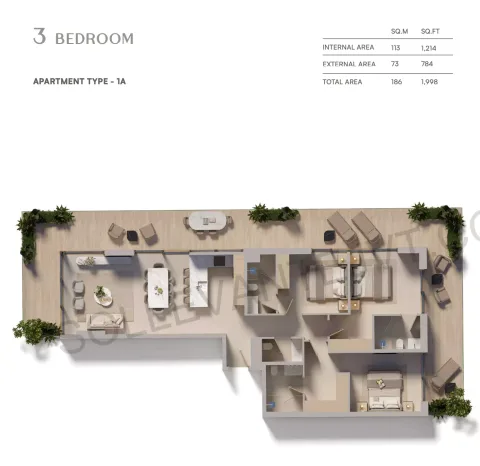 Floor plan, 3 Beds, 1,998 sq ft