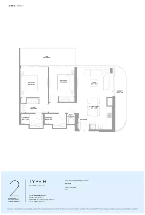 Floor plan, 2 Beds, 1,134 sq ft