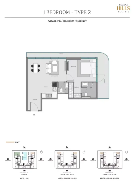 Floor plan, 1 Bed, 785 sq ft
