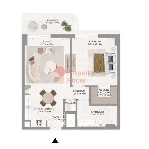 Floor plan, 1 Bed, 814 sq ft