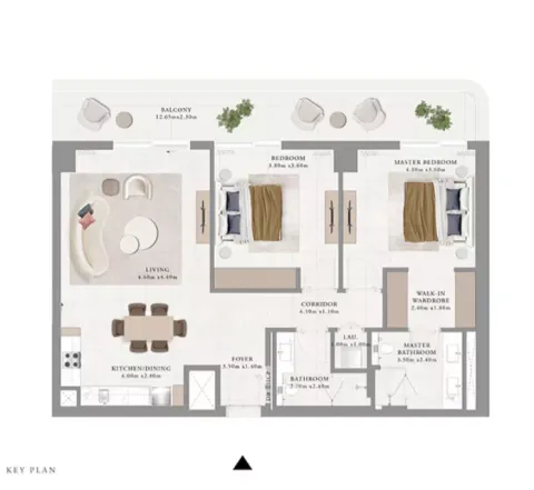 Floor plan, 2 Beds, 1,430 sq ft