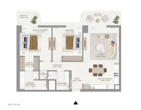 Floor plan, 2 Beds, 1,230 sq ft