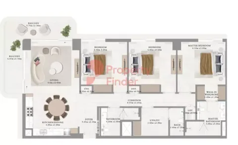 Floor plan, 3 Beds, 1,678 sq ft