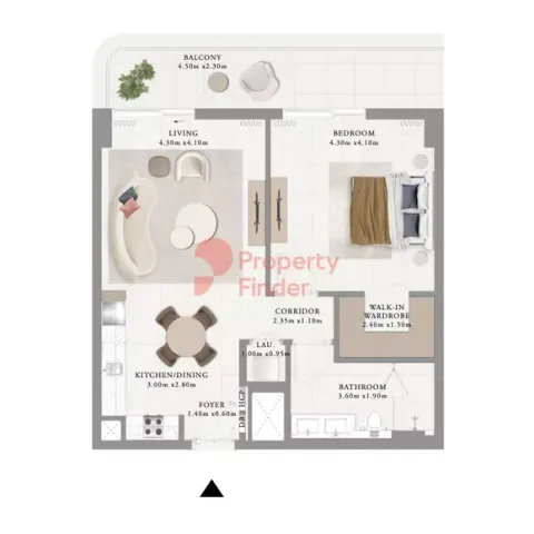 Floor plan, 1 Bed, 957 sq ft