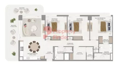 Floor plan, 3 Beds, 1,802 sq ft