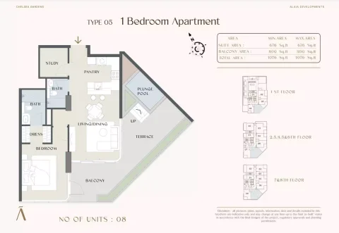 Floor plan, 1 Bed, 1,076 sq ft