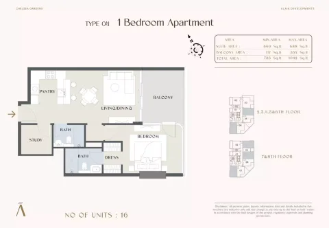 Floor plan, 1 Bed, 786 sq ft