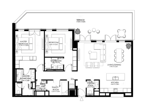 Floor plan, 2 Beds, 2,204 sq ft