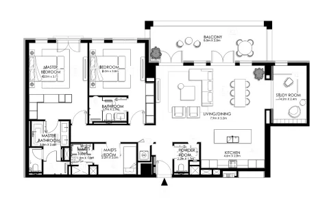 Floor plan, 2 Beds, 1,982 sq ft