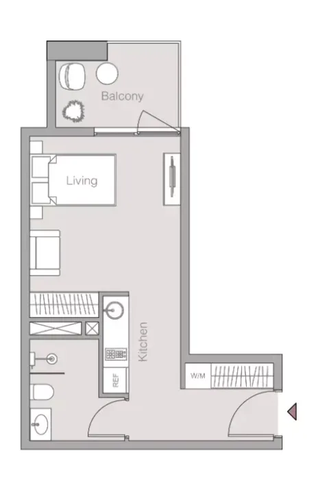 Floor plan, Studio, 391 sq ft