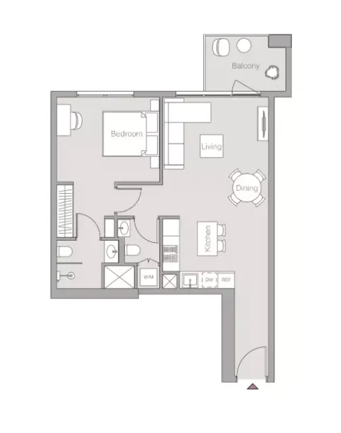 Floor plan, 1 Bed, 678 sq ft