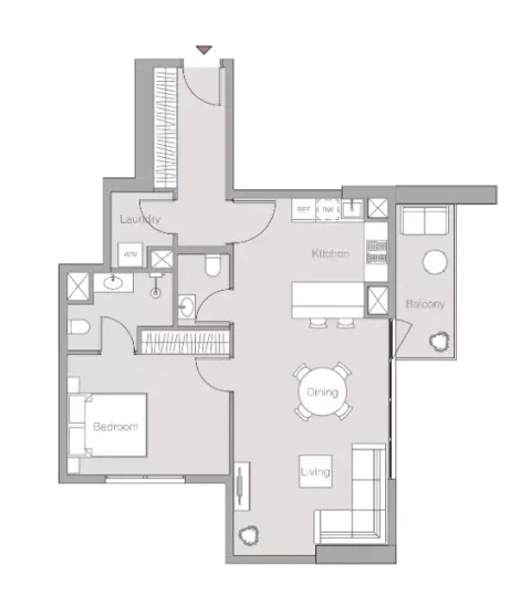 Floor plan, 1 Bed, 817 sq ft