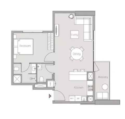 Floor plan, 2 Beds, 1,033 sq ft