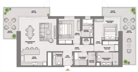 Floor plan, 2 Beds, 1,988 sq ft