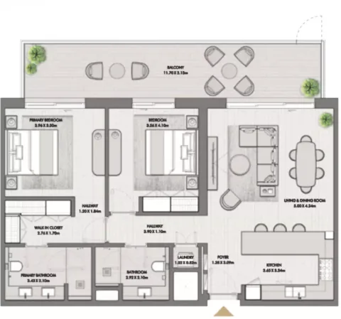 Floor plan, 2 Beds, 1,435 sq ft