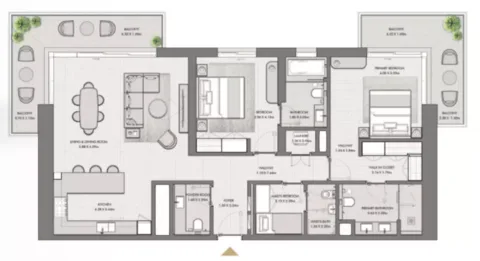Floor plan, 2 Beds, 1,736 sq ft