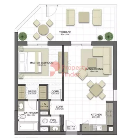Floor plan, 1 Bed, 786 sq ft