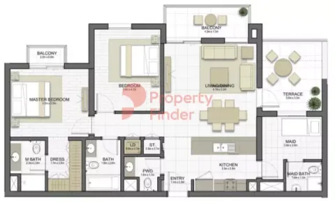 Floor plan, 2 Beds, 1,469 sq ft