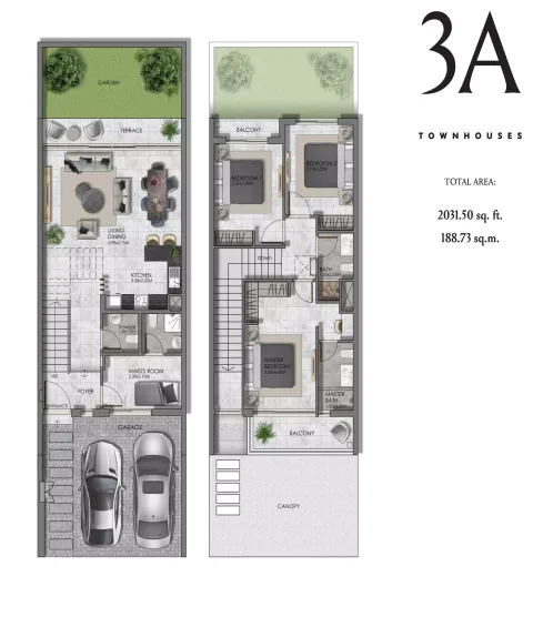 Floor plan, 3 Beds, 2,031 sq ft