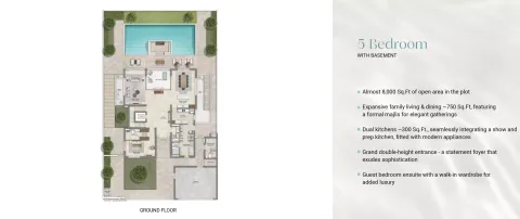 Floor plan, 5 Beds, 12,000 sq ft