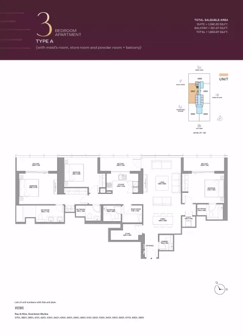 Floor plan, 3 Beds, 1,853 sq ft