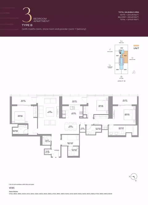 Floor plan, 3 Beds, 1,874 sq ft