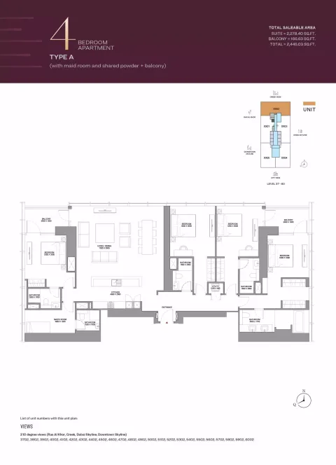 Floor plan, 4 Beds, 2,445 sq ft