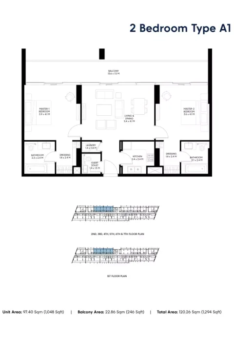 Floor plan, 2 Beds, 1,294 sq ft