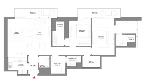 Floor plan, 2 Beds, 1,470 sq ft