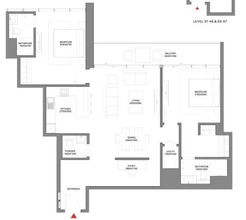 Floor plan, 2 Beds, 1,500 sq ft