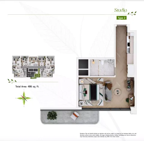 Floor plan, Studio, 486 sq ft