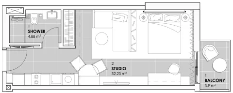Floor plan, Studio, 441 sq ft