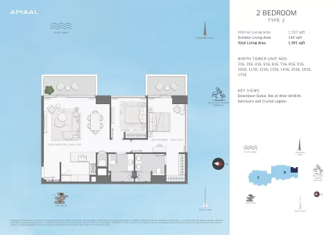 Floor plan, 2 Beds, 1,391 sq ft