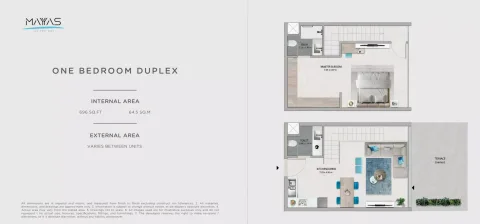 Floor plan, 1 Bed, 696 sq ft
