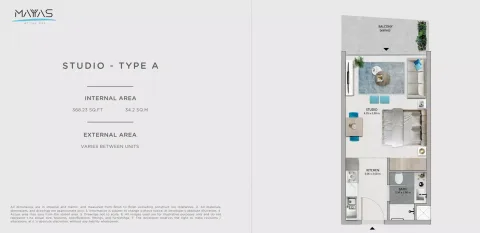 Floor plan, Studio, 368 sq ft