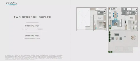 Floor plan, 2 Beds, 988 sq ft