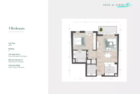 Floor plan, 1 Bed, 1,237 sq ft