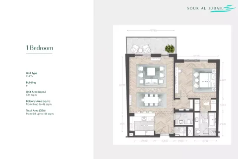 Floor plan, 1 Bed, 1,313 sq ft