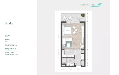 Floor plan, Studio, 527 sq ft