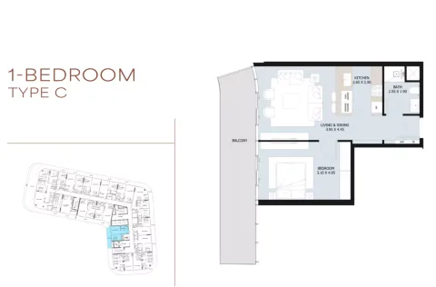 Floor plan, 1 Bed, 0 sq ft