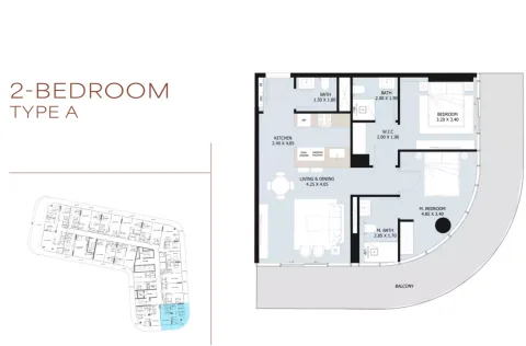Floor plan, 2 Beds, 0 sq ft