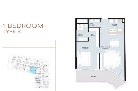 Floor plan, 1 Bed, 0 sq ft