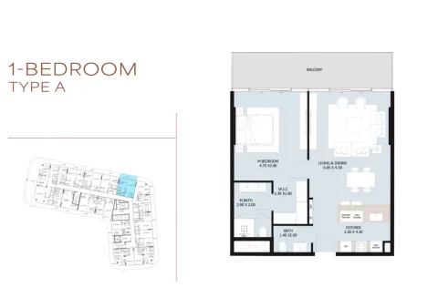 Floor plan, 1 Bed, 0 sq ft