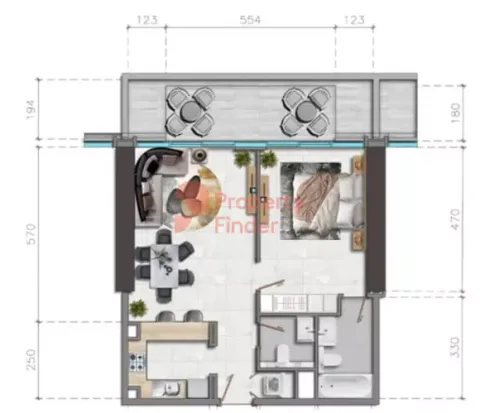 Floor plan, 1 Bed, 85 sq ft