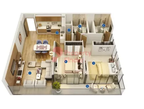 Floor plan, 2 Beds, 1,147 sq ft