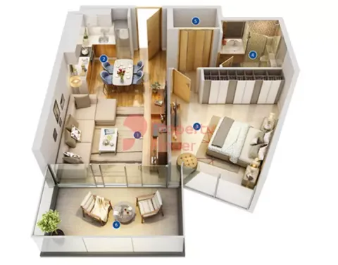 Floor plan, 1 Bed, 748 sq ft