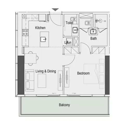Floor plan, 1 Bed, 789 sq ft