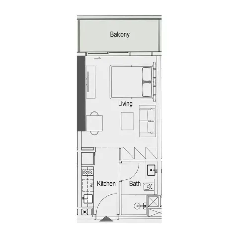 Floor plan, Studio, 417 sq ft