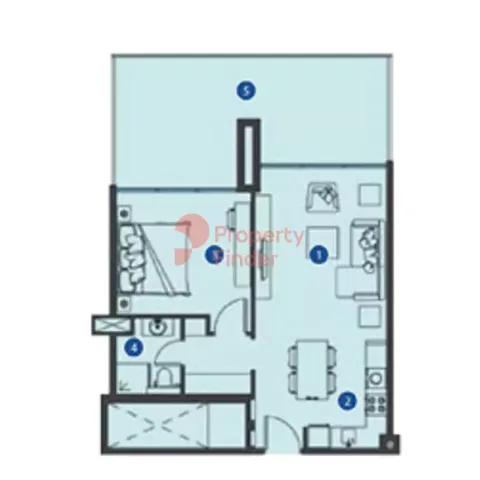 Floor plan, 1 Bed, 908 sq ft