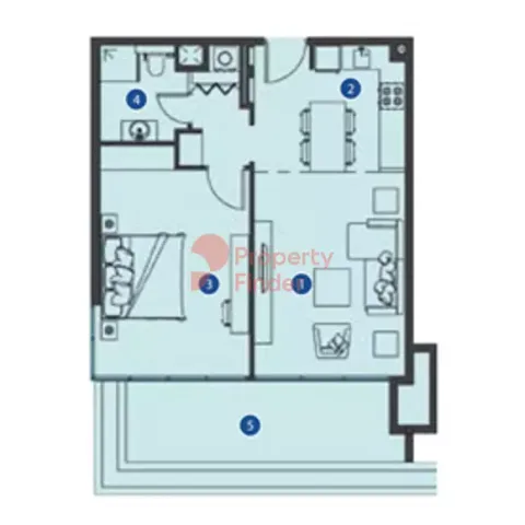Floor plan, 1 Bed, 924 sq ft